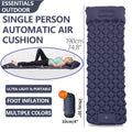 Single Person Inflatable Camping Mattress, 4" Thick Ergonomic Sleeping Pad with Pillow, Portable Air Cushion for Camping, Tent,