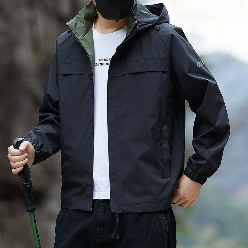 New Windbreaker Hiking Jackets Men Motorcycle Military Clothing Waterproof Man Hooded Jacket Camping Outdoor Men's Trekking Coat