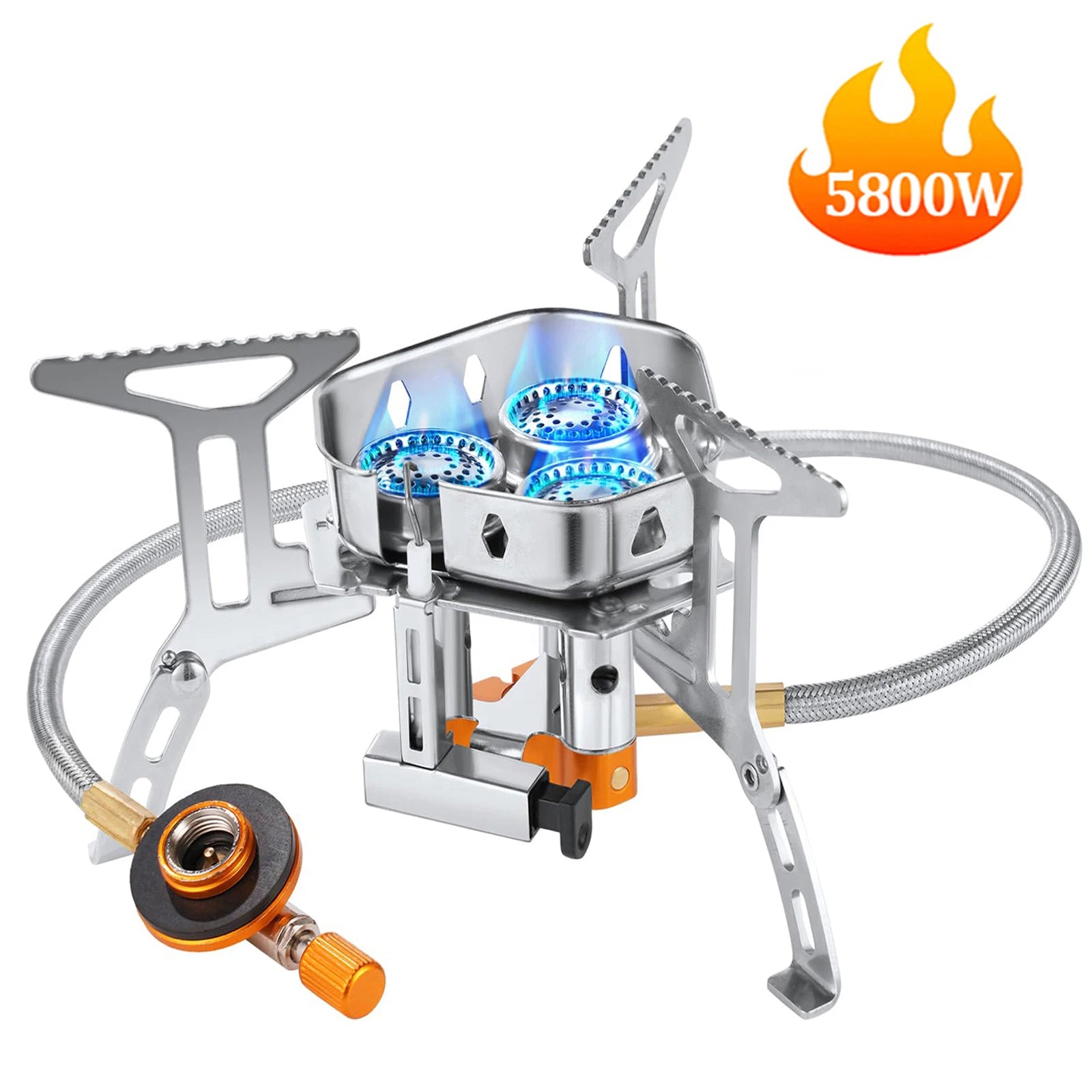 5800W High-Power Camping Gas Stove, Windproof Outdoor Gas Stove, Portable Ultra-Light Windproof Burner, Camping Hiking Gear