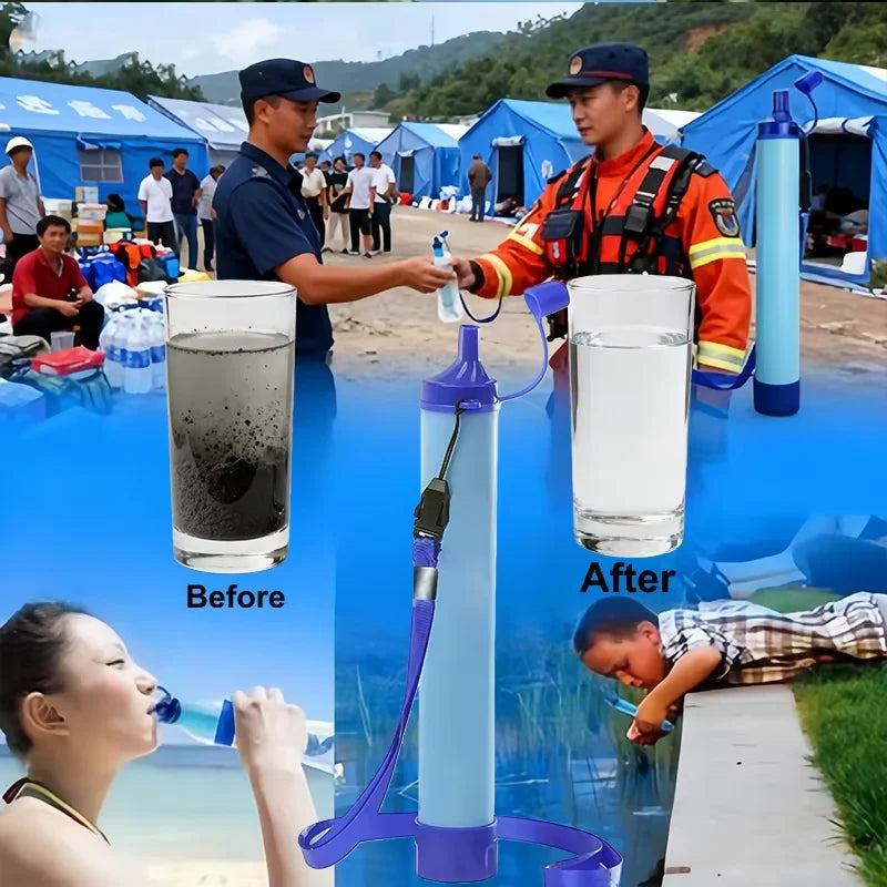 1pcs Outdoor Water Filter, Personal Straw Water Filtration System, Emergency Survival Water Purifier For Camping Hiking Climbing