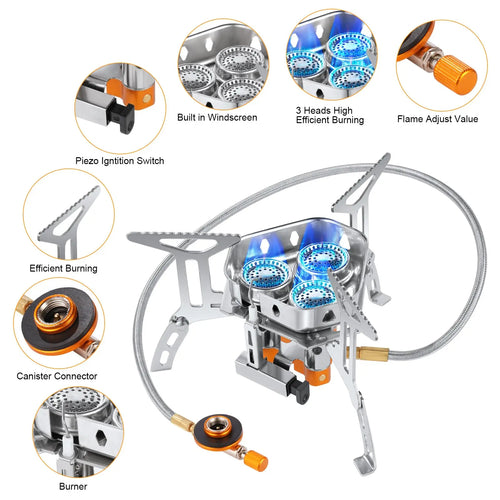 5800W High-Power Camping Gas Stove, Windproof Outdoor Gas Stove, Portable Ultra-Light Windproof Burner, Camping Hiking Gear
