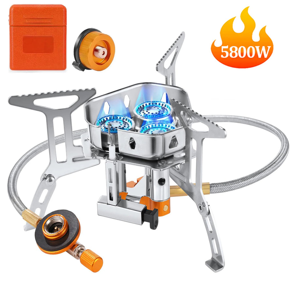5800W High-Power Camping Gas Stove, Windproof Outdoor Gas Stove, Portable Ultra-Light Windproof Burner, Camping Hiking Gear
