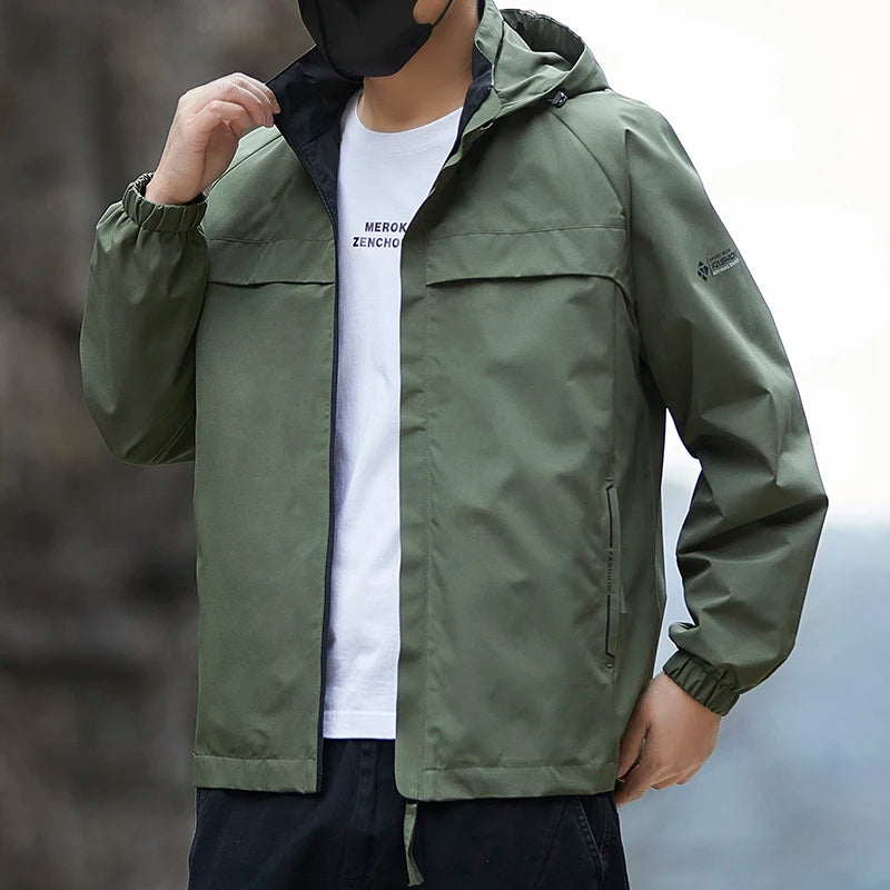 New Windbreaker Hiking Jackets Men Motorcycle Military Clothing Waterproof Man Hooded Jacket Camping Outdoor Men's Trekking Coat