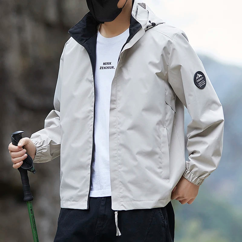 New Windbreaker Hiking Jackets Men Motorcycle Military Clothing Waterproof Man Hooded Jacket Camping Outdoor Men's Trekking Coat