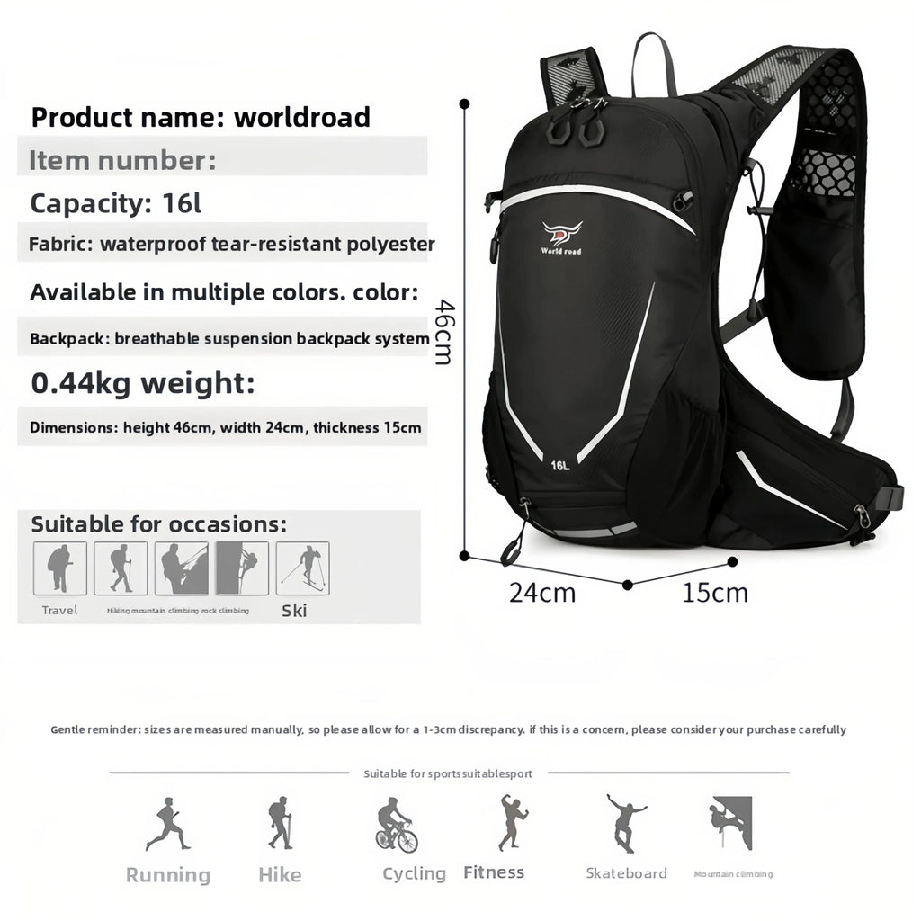 Mountaineering backpack 16 liters men's and women's outdoor sports bag waterproof camping hiking rain