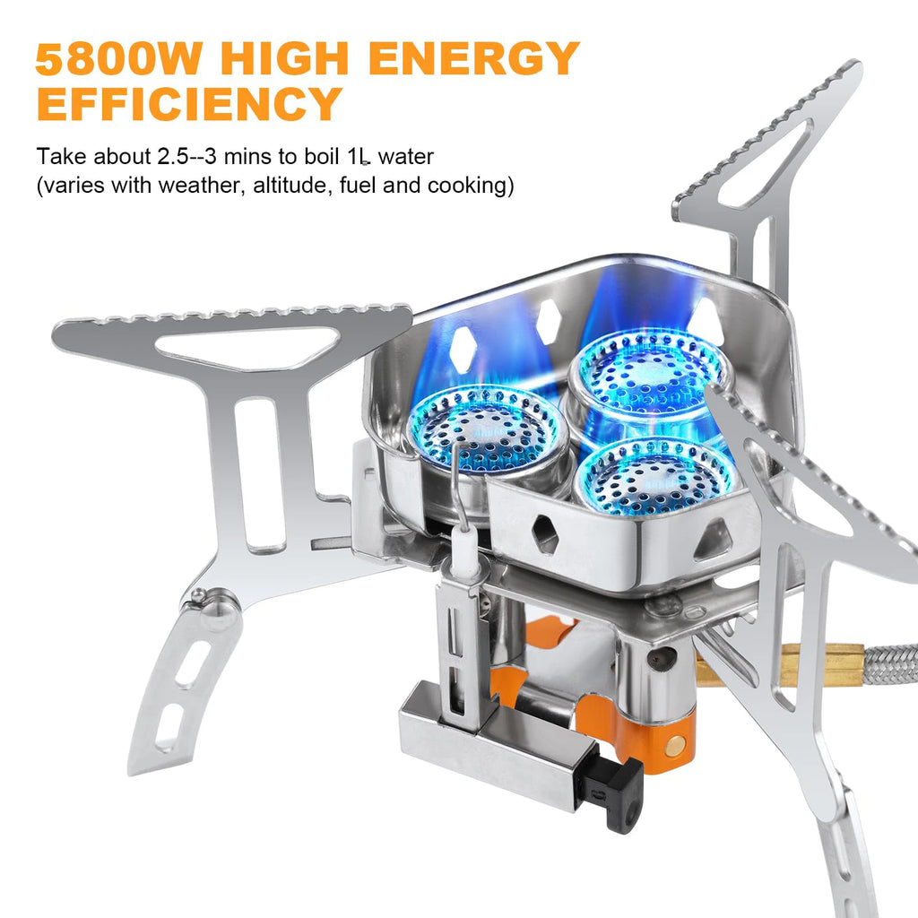 5800W High-Power Camping Gas Stove, Windproof Outdoor Gas Stove, Portable Ultra-Light Windproof Burner, Camping Hiking Gear
