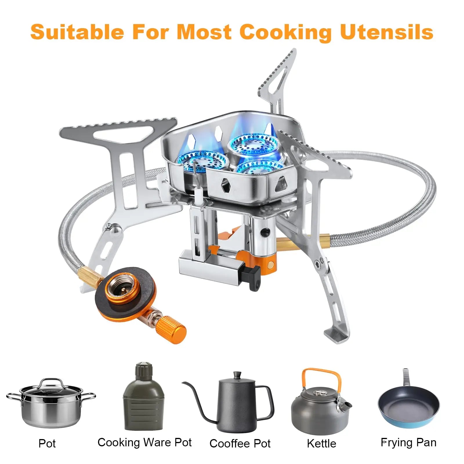 5800W High-Power Camping Gas Stove, Windproof Outdoor Gas Stove, Portable Ultra-Light Windproof Burner, Camping Hiking Gear