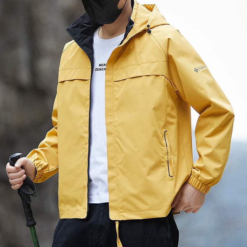 New Windbreaker Hiking Jackets Men Motorcycle Military Clothing Waterproof Man Hooded Jacket Camping Outdoor Men's Trekking Coat