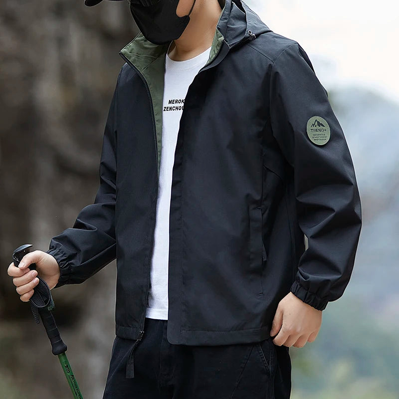 New Windbreaker Hiking Jackets Men Motorcycle Military Clothing Waterproof Man Hooded Jacket Camping Outdoor Men's Trekking Coat