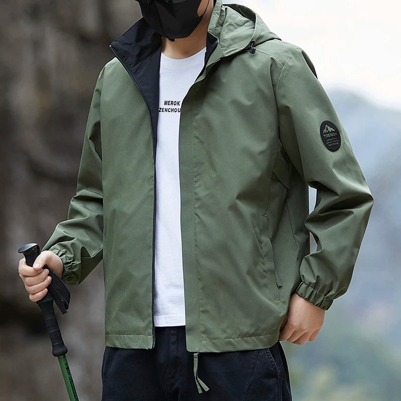 New Windbreaker Hiking Jackets Men Motorcycle Military Clothing Waterproof Man Hooded Jacket Camping Outdoor Men's Trekking Coat